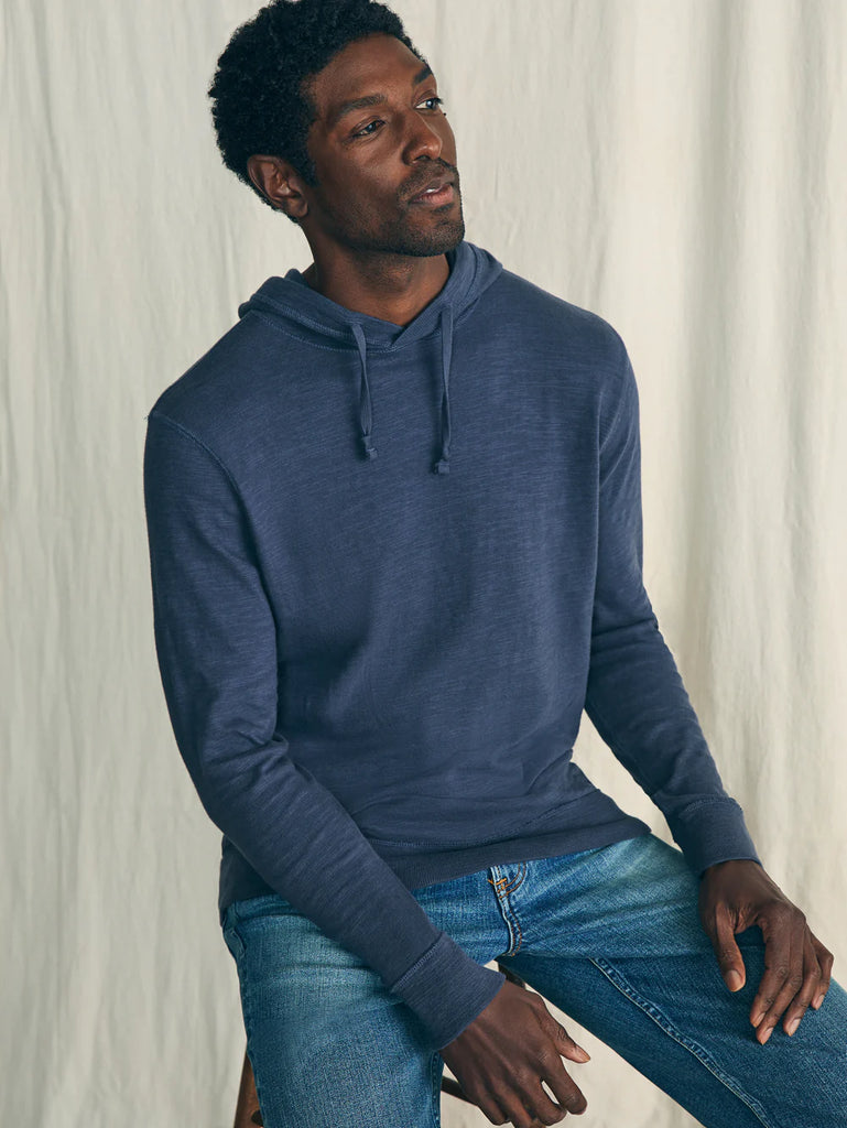 Faherty Sunwashed Slub Hoodie Blue Nights