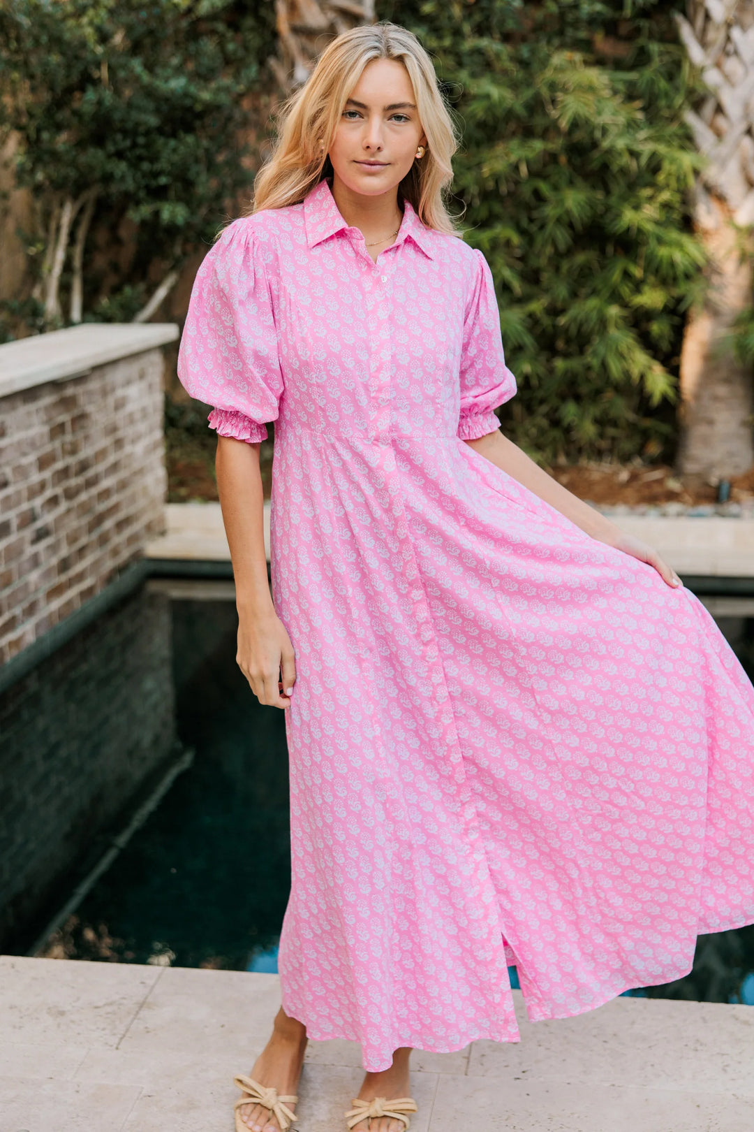 knee length dresses for ladies Rosie Dress – Pink Marigolds