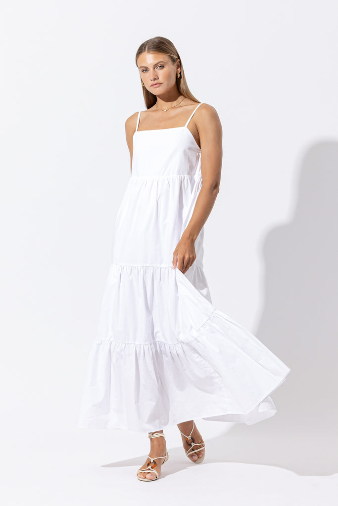 knee length dresses for ladies Lusana Alison Maxi Dress in Polka Dot Spot – Suite 201 main image 0