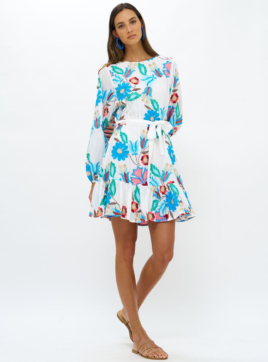 Oliphant Long Sleeve Flirty Mini Dress - Monet Multi