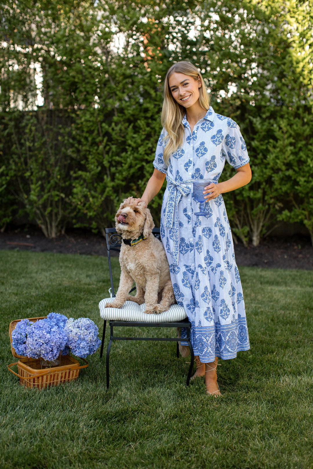 blue gingham midi dress (XS) 60s/70s Light Blue Gingham Midi Dress
