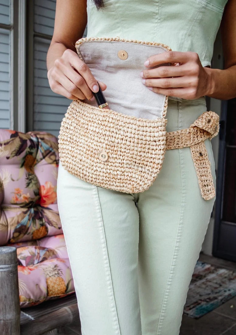 Hat Attack Straw Belt Bag Natural