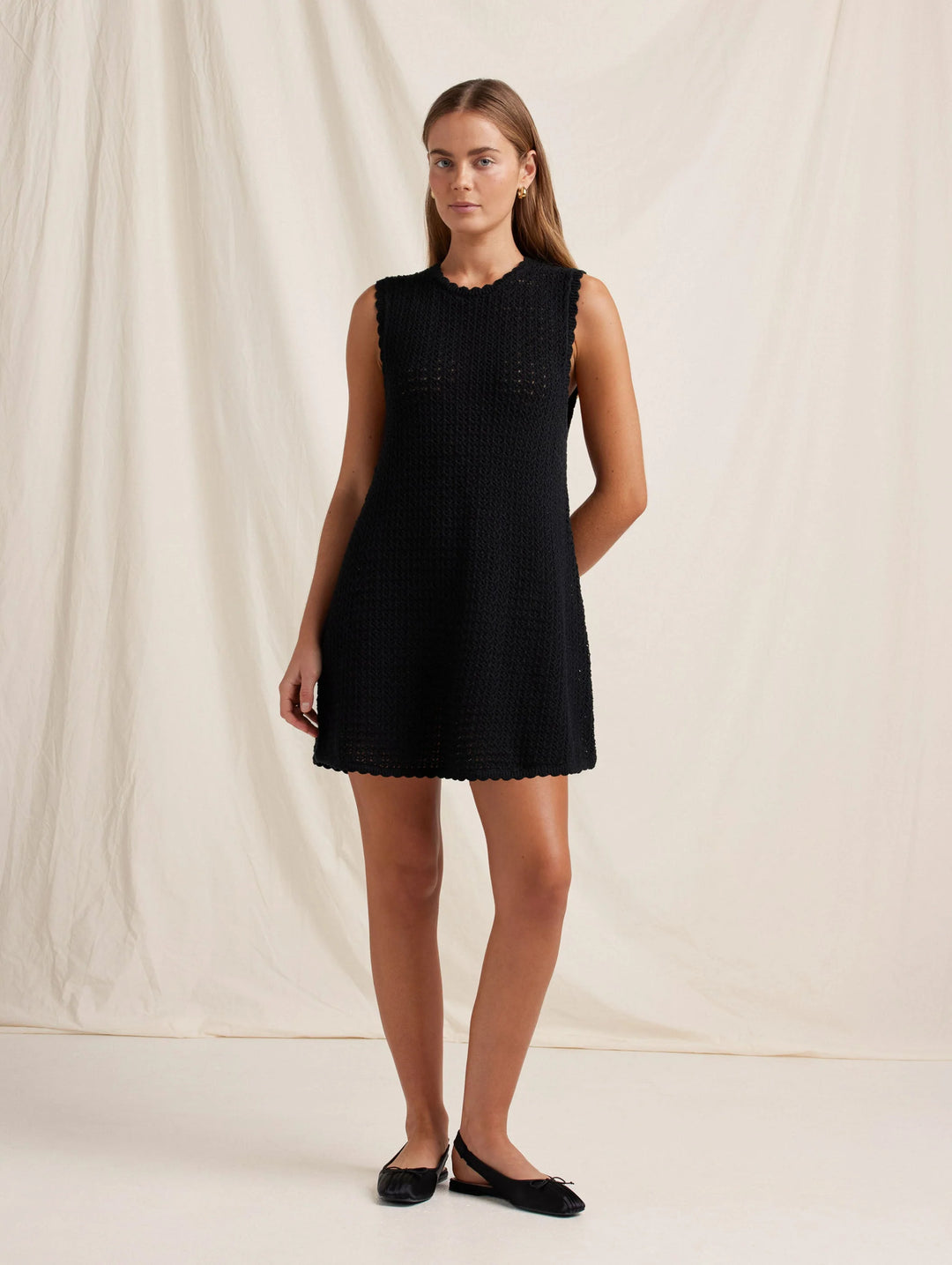 pointelle shift mini dress Pointelle Shift Mini Dress
