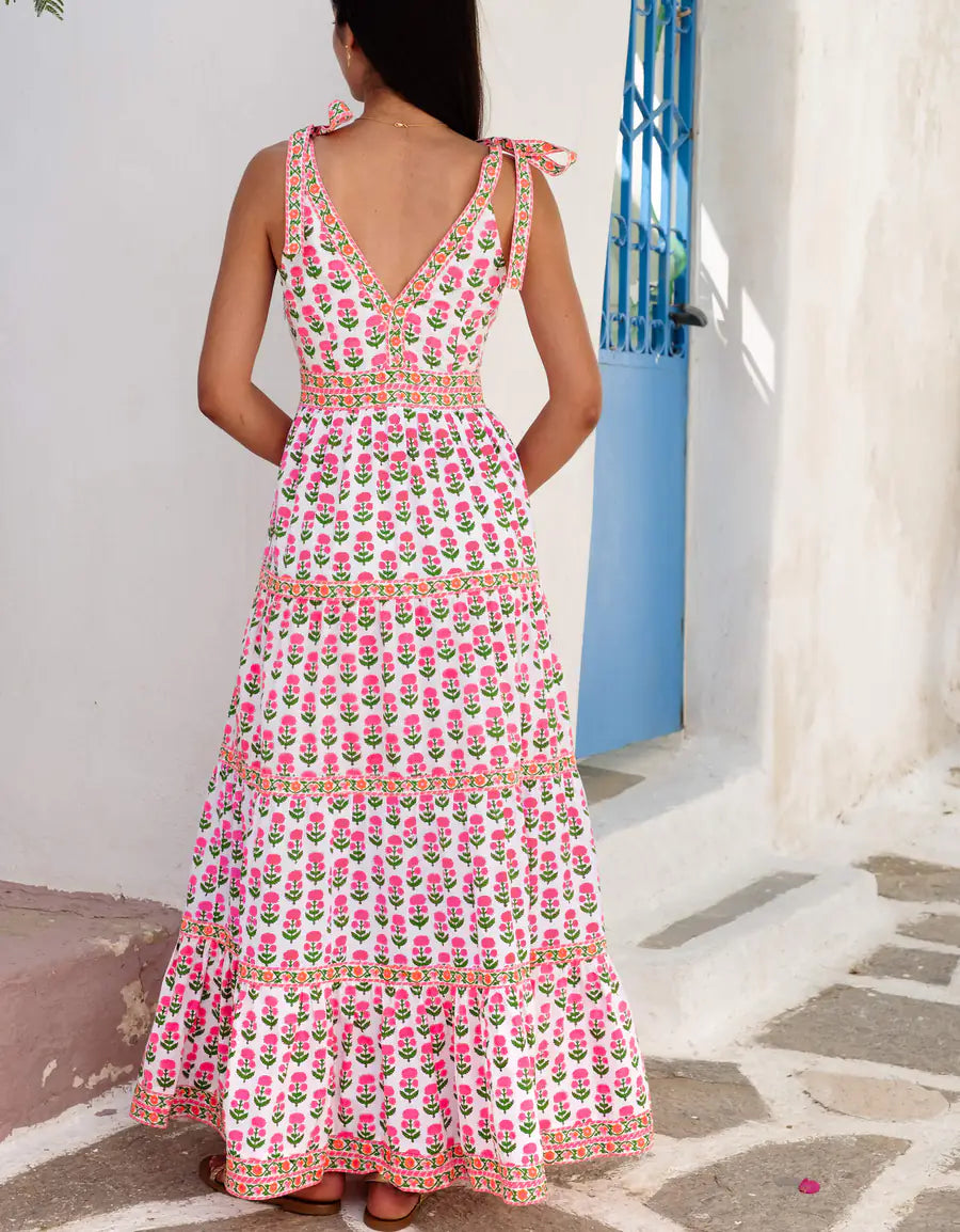 red mixed neon floral maxi dress laurenkaysims on LTK